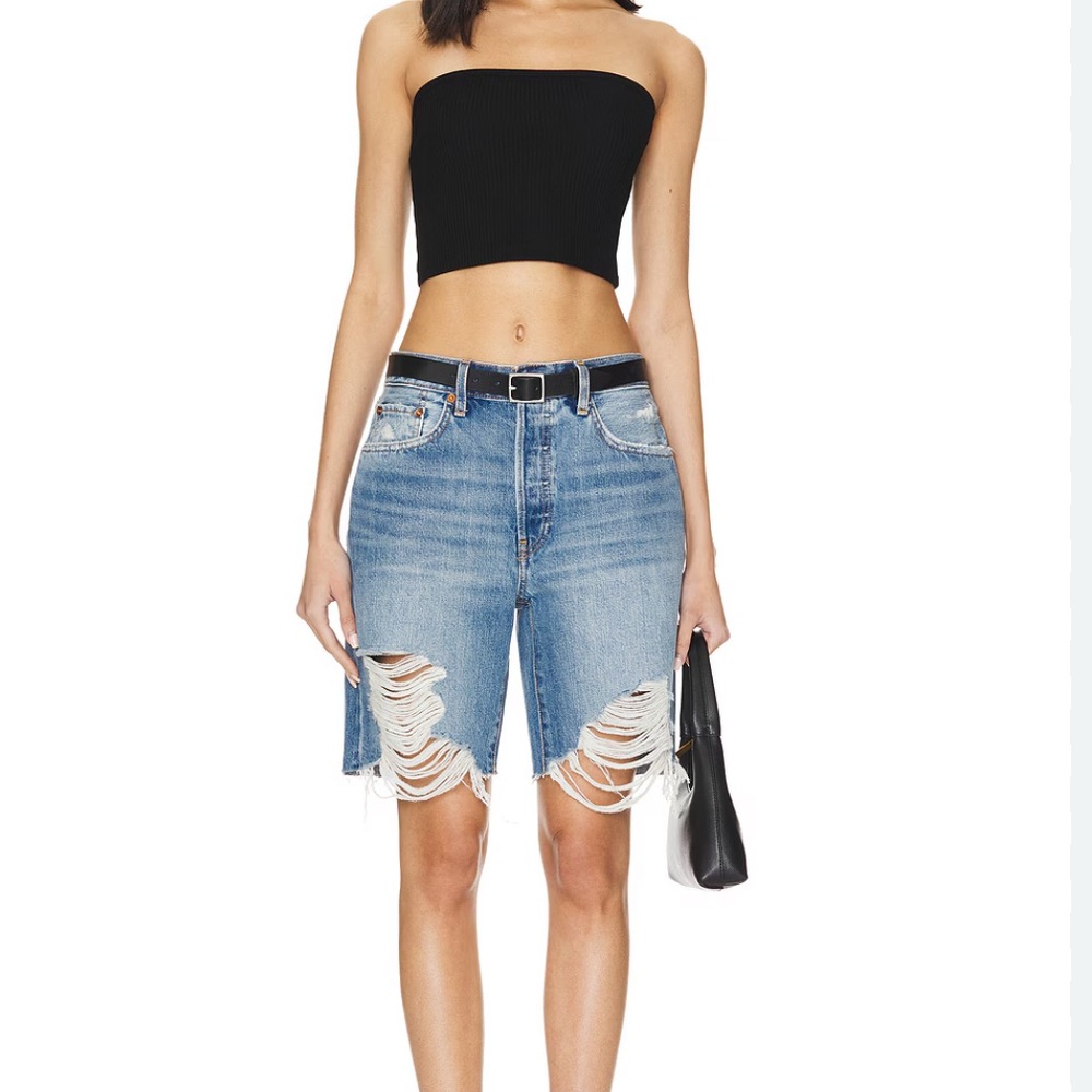 Re/Done Minerva Loose Long Denim Shorts
